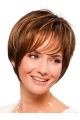 8" Straight Short Copper Synthetic With Bangs Hand Tied Wigs