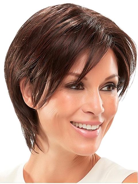 Synthetic Layered Auburn Straight 8" Short Wig