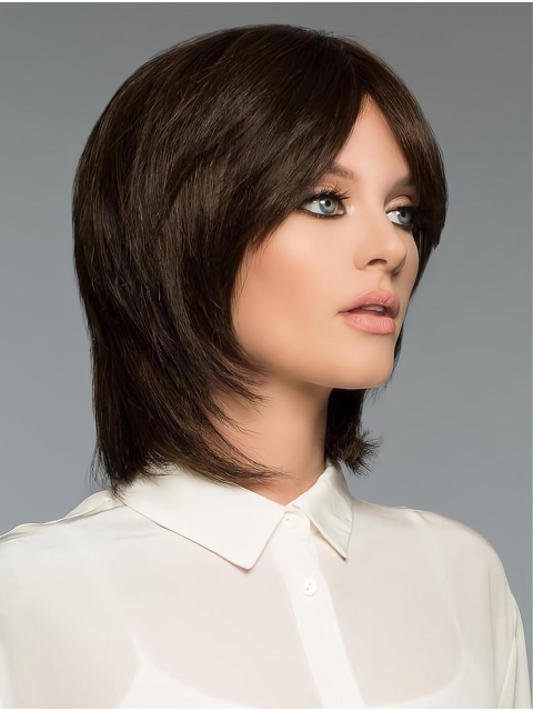 Brown Natural Straight Short Remy Human Hair Bob Wigs