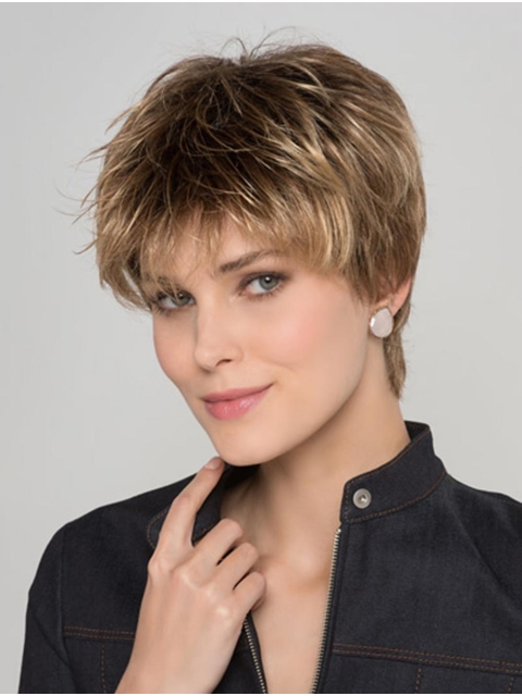 Straight Blonde 8" Boycuts Capless Short Ladies Wigs