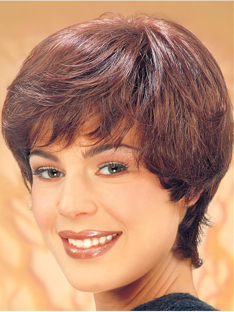 Synthetic Short Straight Brown Trendy Classic Wigs