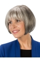 8" Short Straight Affordable Monofilament Grey Wigs