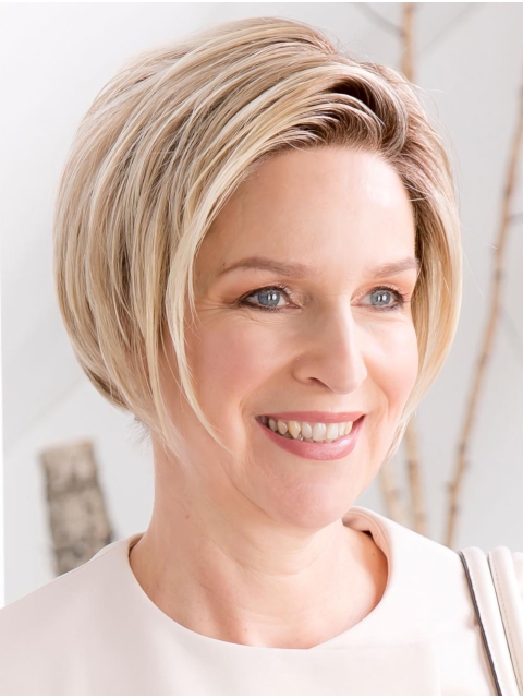 Online 8" Short Straight Blonde Bob Wigs