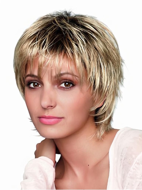 8" Short Designed Blonde Straight Bob Wigs