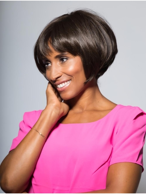 Sleek Short Straight Black Bobs African American Wigs