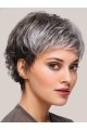 8" Short Straight Beautiful Monofilament Grey Wigs