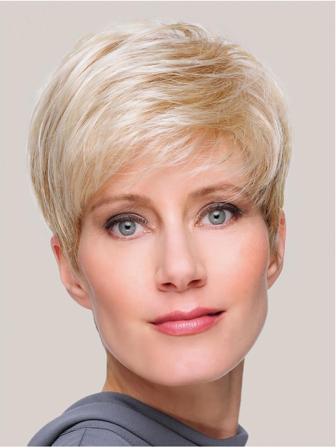 Blonde Straight Monofilament Fashionable Boycuts Synthetic Wigs