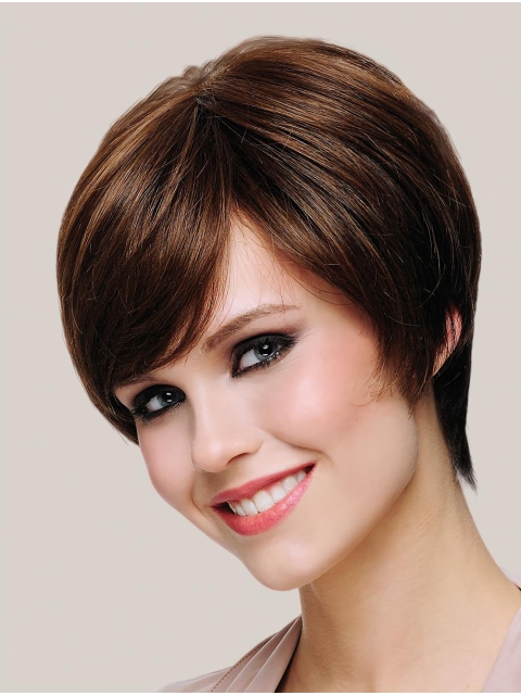 Style 8" Short Straight Brown Bob Wigs