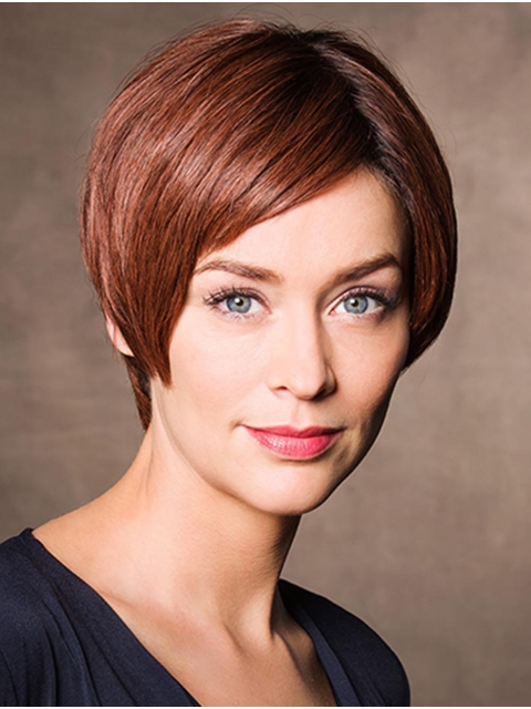 Suitable 8" Short Straight Auburn Bob Wigs