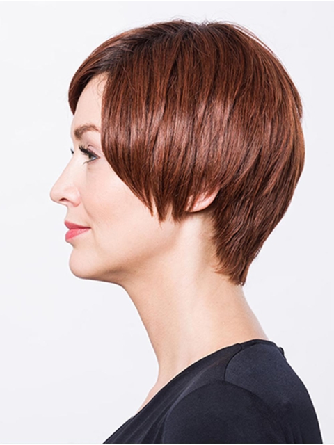 Suitable 8" Short Straight Auburn Bob Wigs