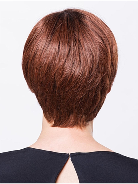 Suitable 8" Short Straight Auburn Bob Wigs