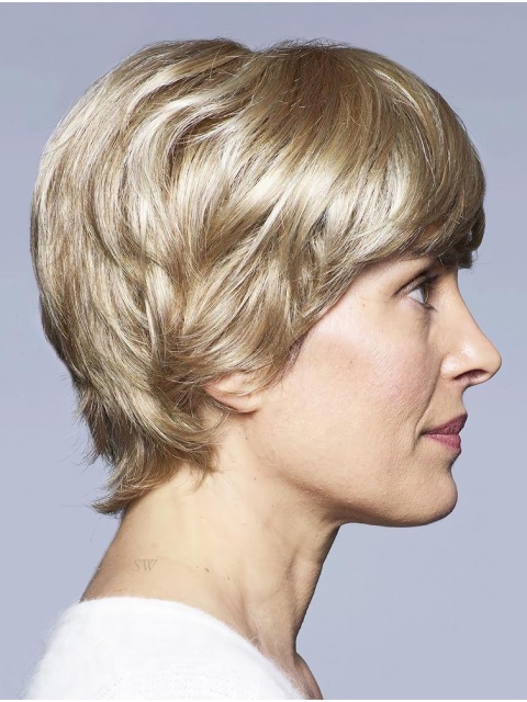 Blonde 8" With Bangs Short Great Monofilament Wigs