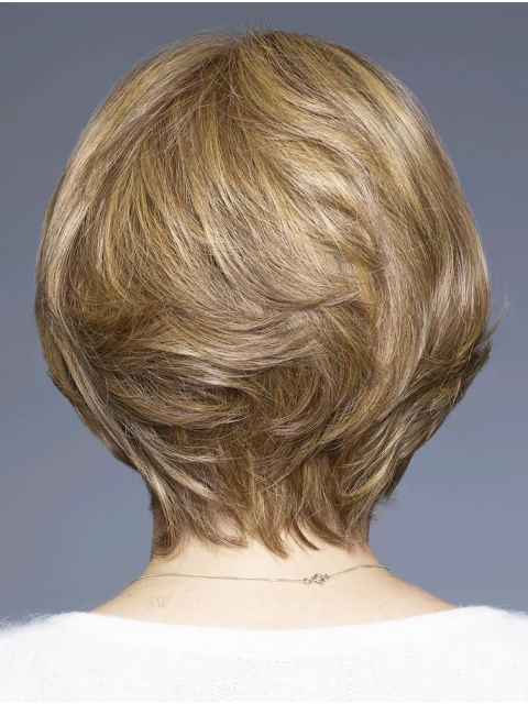 Straight Short 8" Brown 100% Hand-tied Wigs