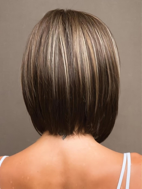 Straight Brown Bob Short Capless Synthetic Wig