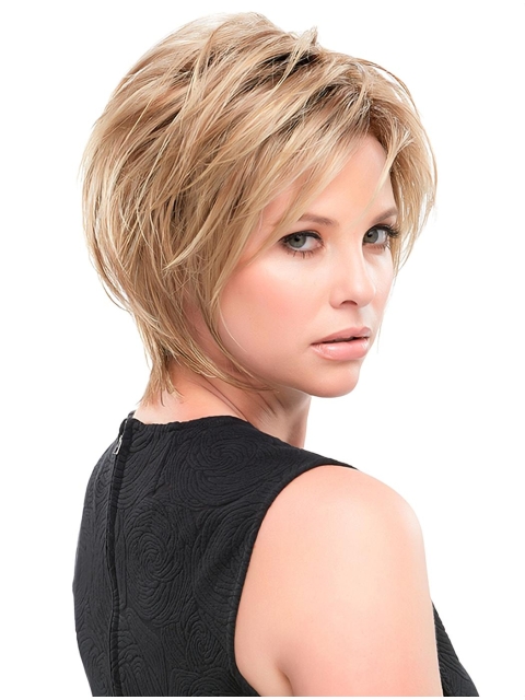 Straight 10" Blonde Synthetic Layered Hairstyles For Short Hair