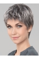 Straight Short 6" Monofilament Style Grey Wigs