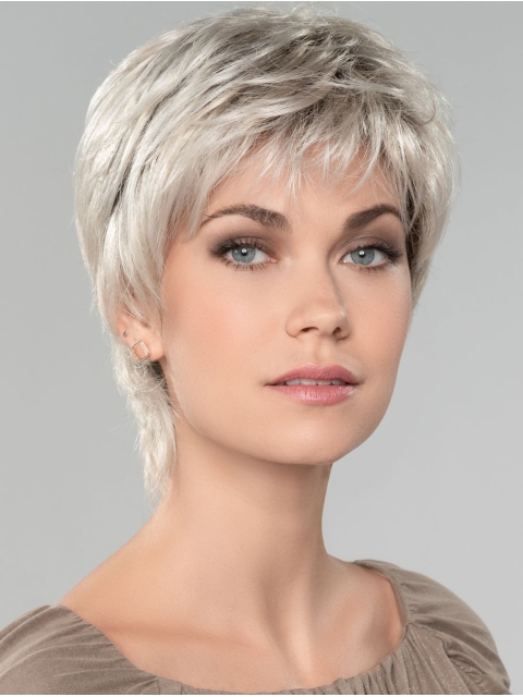 Straight Short 8" Capless Affordable Grey Wigs