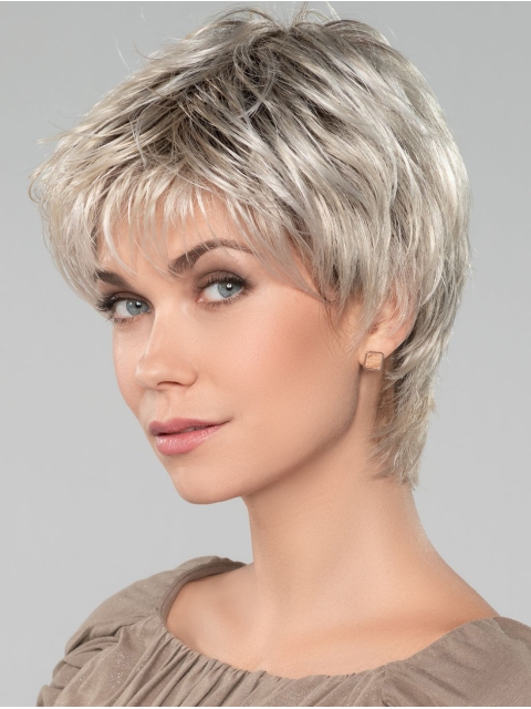 Straight Short 8" Capless Affordable Grey Wigs