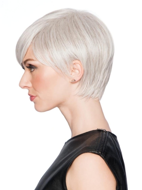 Capless Straight Grey Short Synthetic Wigs