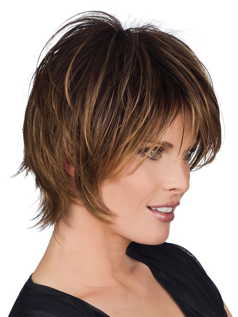 Popular Brown Straight Short Human Hair Wigs