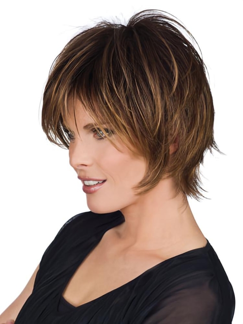 Popular Brown Straight Short Human Hair Wigs