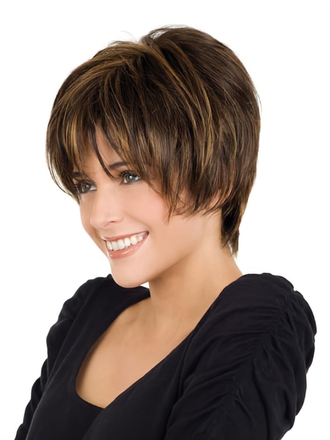 Popular Brown Straight Short Human Hair Wigs