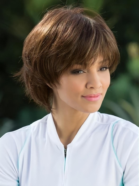 Short Monofilament Synthetic Mono Synthetic Wigs For White Women