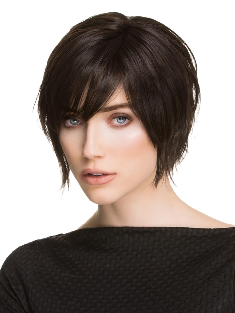 6" Black Straight Short Stylish Synthetic Lace Wigs