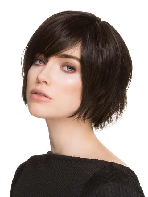 6" Black Straight Short Stylish Synthetic Lace Wigs