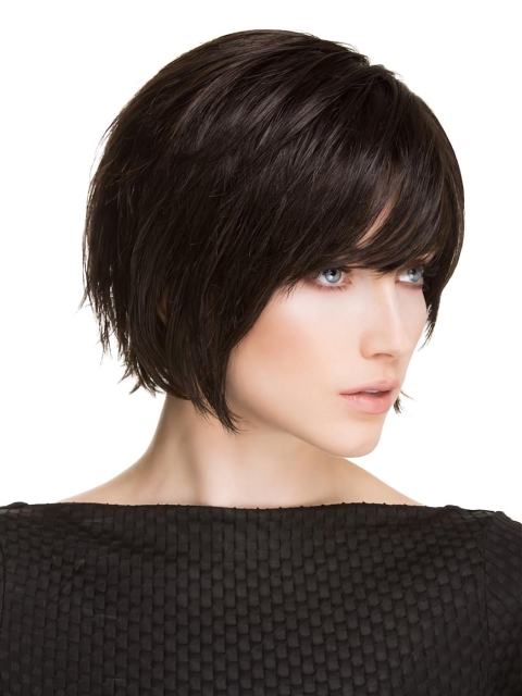 6" Black Straight Short Stylish Synthetic Lace Wigs