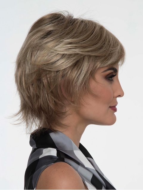 8" Straight Blonde Monofilament Wig With Bangs