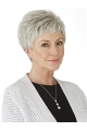 Comfortable Short Straight 4" Grey Wigs