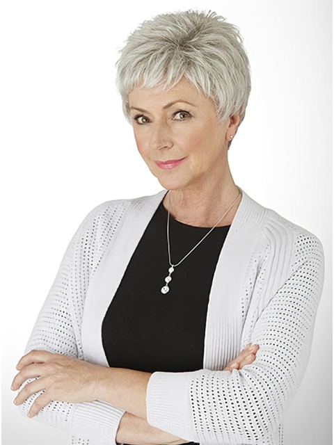 Comfortable Short Straight 4" Grey Wigs