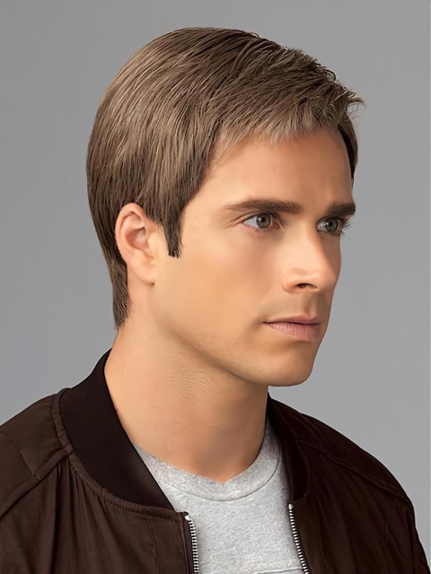 4" Straight Blonde Monofilament Men Wig