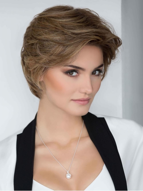 Short Straight Brown Layered 100% Hand Tied Synthetic Wigs