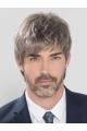 Straight Hand Tied Cropped Grey men Wig