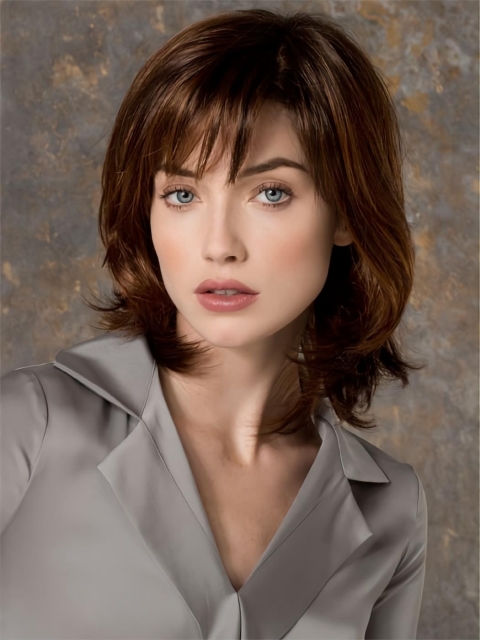 Fabulous Straight Shoulder Auburn Length Petite Monofilament Wigs