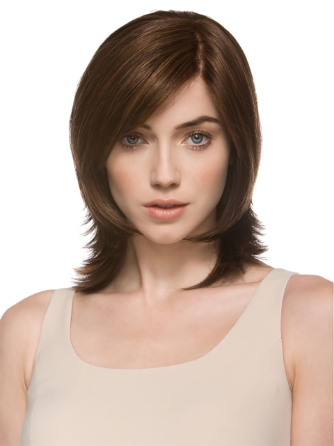 Fabulous Straight Shoulder Auburn Length Petite Monofilament Wigs