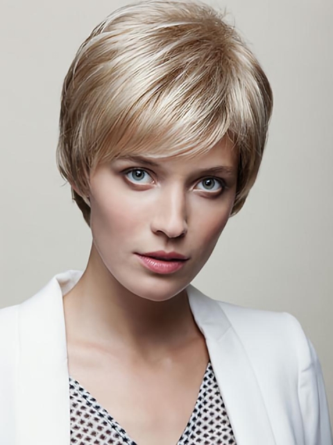 6" Straight Blonde Capless Short Wigs