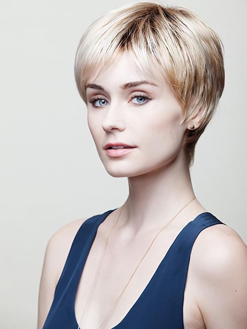 8" Straight Blonde Boycuts Short Wigs