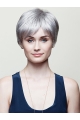 6" Straight  Capless Short Grey Wigs