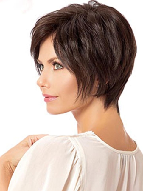 6" Straight Brown Boycuts Short Wigs