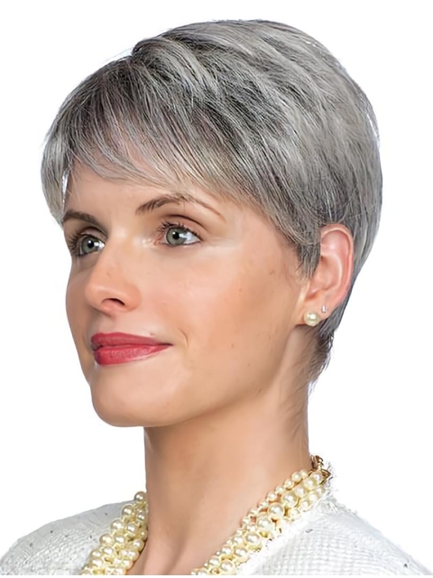 New Short Straight 4" Grey Wigs