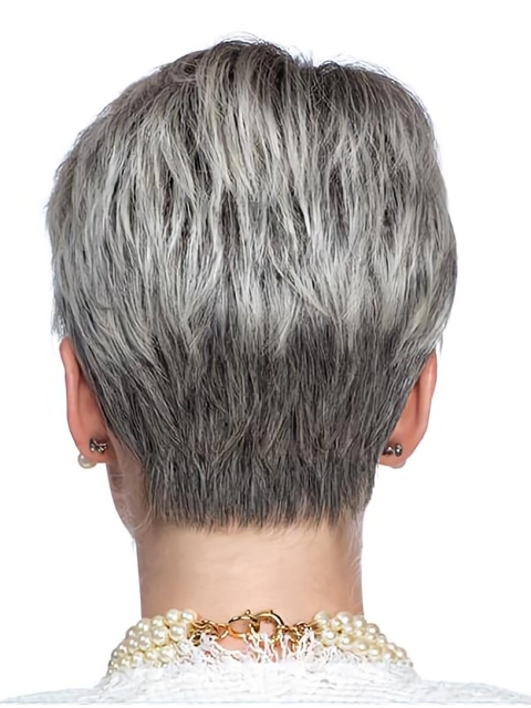 New Short Straight 4" Grey Wigs