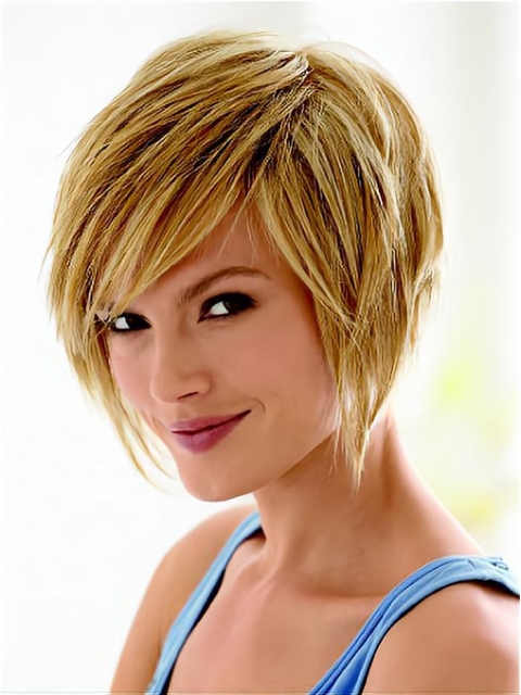 Designed Straight Bobs Blonde Short Wigs