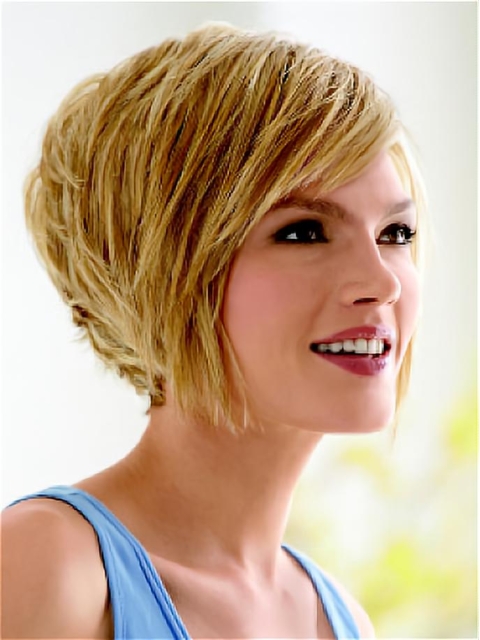 Designed Straight Bobs Blonde Short Wigs