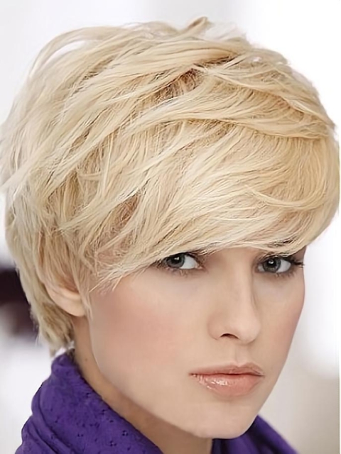 Stylish Blonde Straight Short Human Hair Wigs