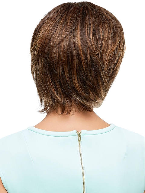 Style 100% Hand-tied Straight Brown Short Wigs