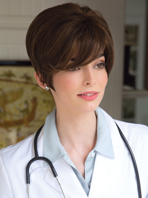 Incredible Monofilament Straight Brown Short Wigs