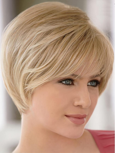 Remy Human Hair Blonde Monofilament Gentle Short Wigs